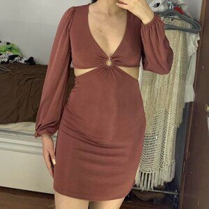 Forever 21 Women's Brown and Burgundy Dress